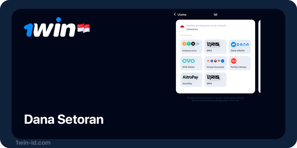 Setor dana ke Profil Kasino 1Win untuk mulai bermain Aviator