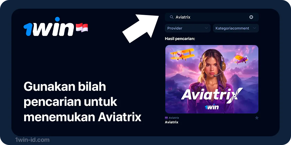 Gunakan bilah pencarian dan temukan Aviatrix di 1Win Casino