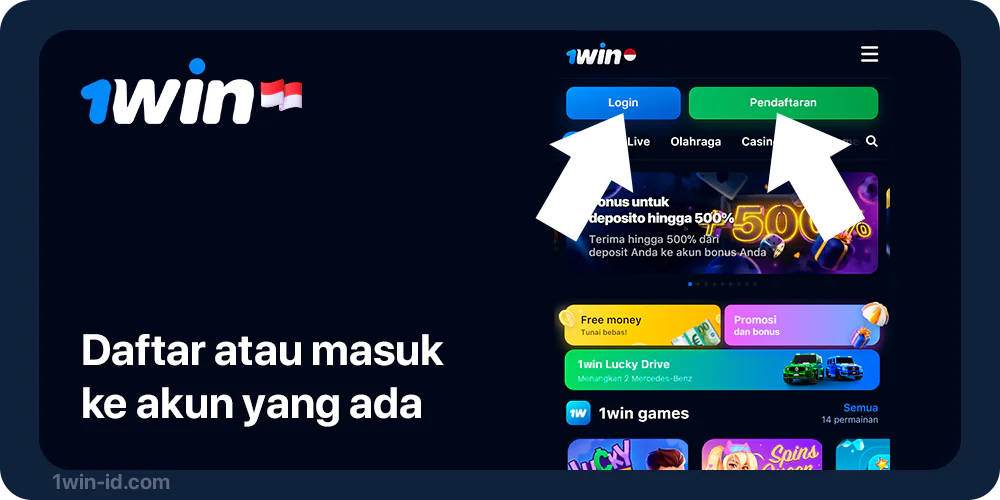 Setor atau Masuk ke 1Win untuk mengakses fitur perbankan