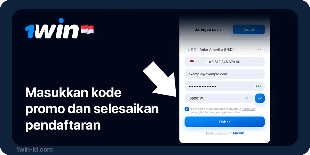 Isi kode promo dan selesaikan pendaftaran - 1Win Indonesia