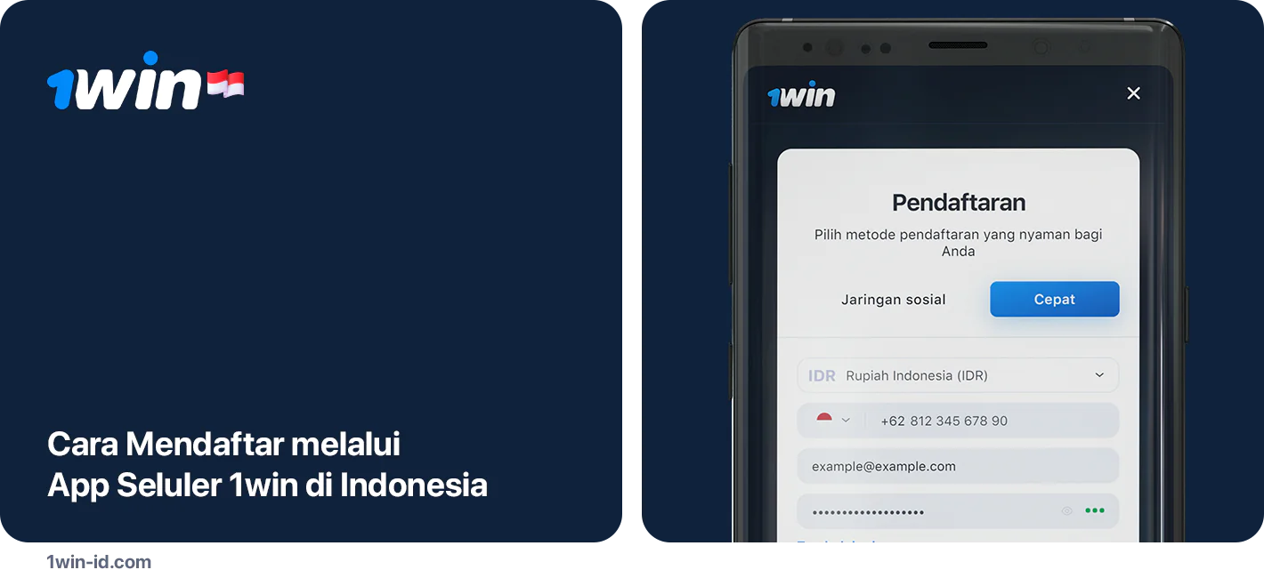 Cara mendaftar di 1Win menggunakan Aplikasi Seluler