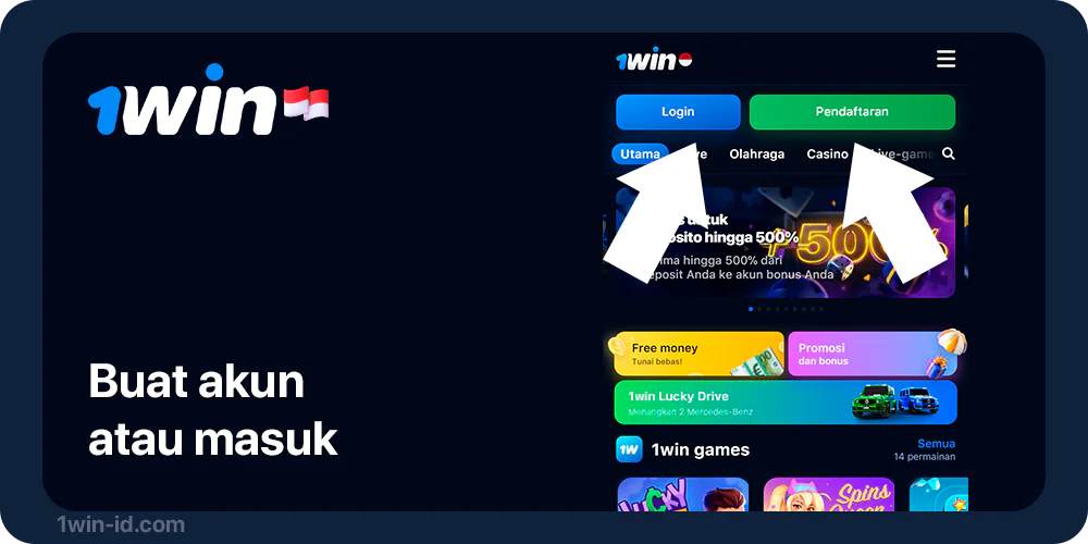 Masuk atau daftar di 1Win ID untuk mulai memainkan permainan kasino langsung