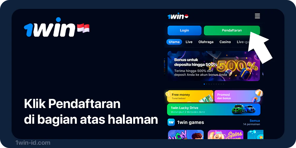 Klik 'Registrasi' - 1Win Lucky jet