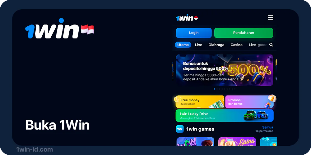 Buka 1Win ID menggunakan aplikasi seluler atau desktop