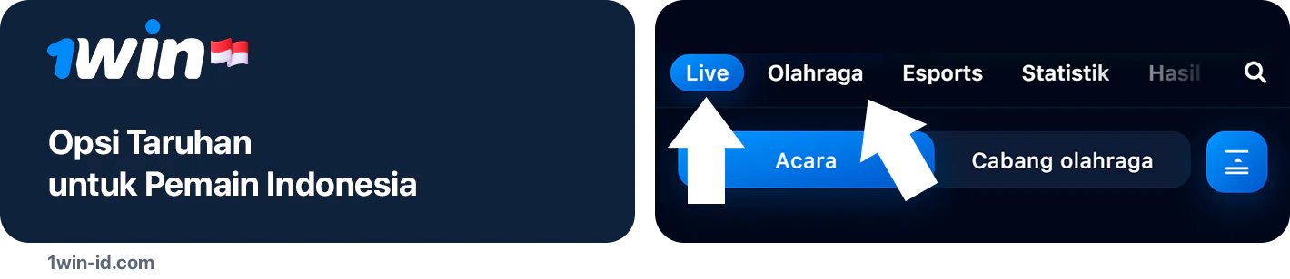 1Win Pemain Indonesia dapat bertaruh secara Live dan Pra Pertandingan