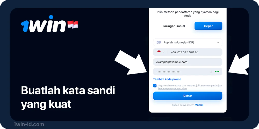 Buat Kata Sandi yang Kuat - Pendaftaran 1Menang