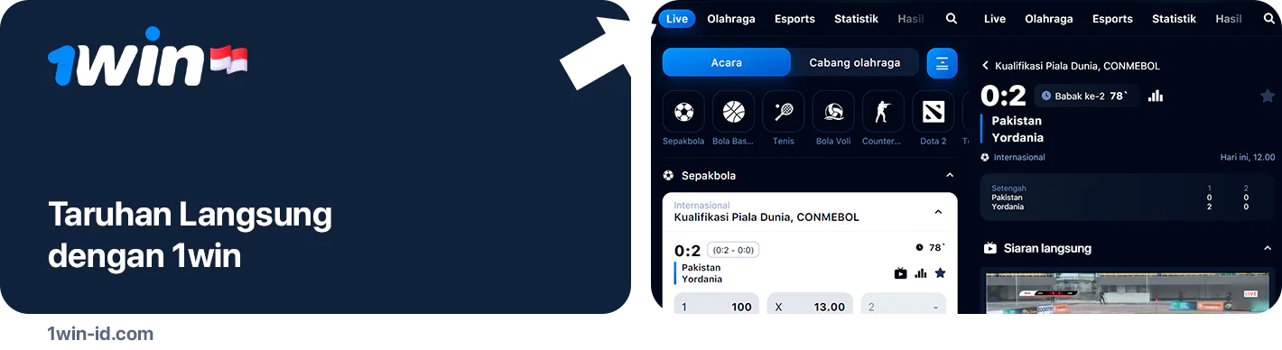 Cara menemukan dan bertaruh pada acara olahraga langsung di 1Win