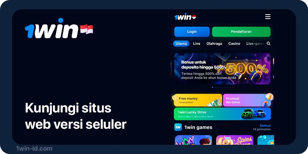 Buka Situs Web Seluler 1Win untuk mulai mengunduh APK