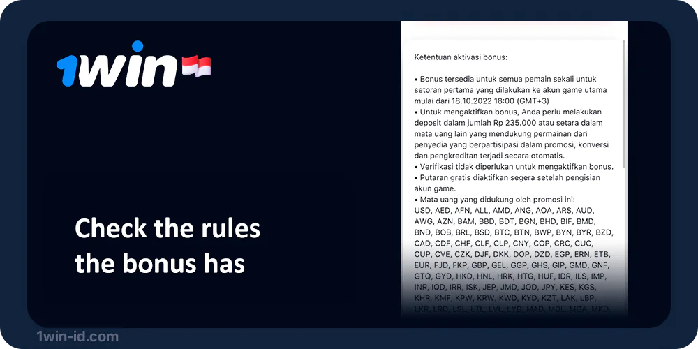 Read bonus rules - 1Win Indonesia