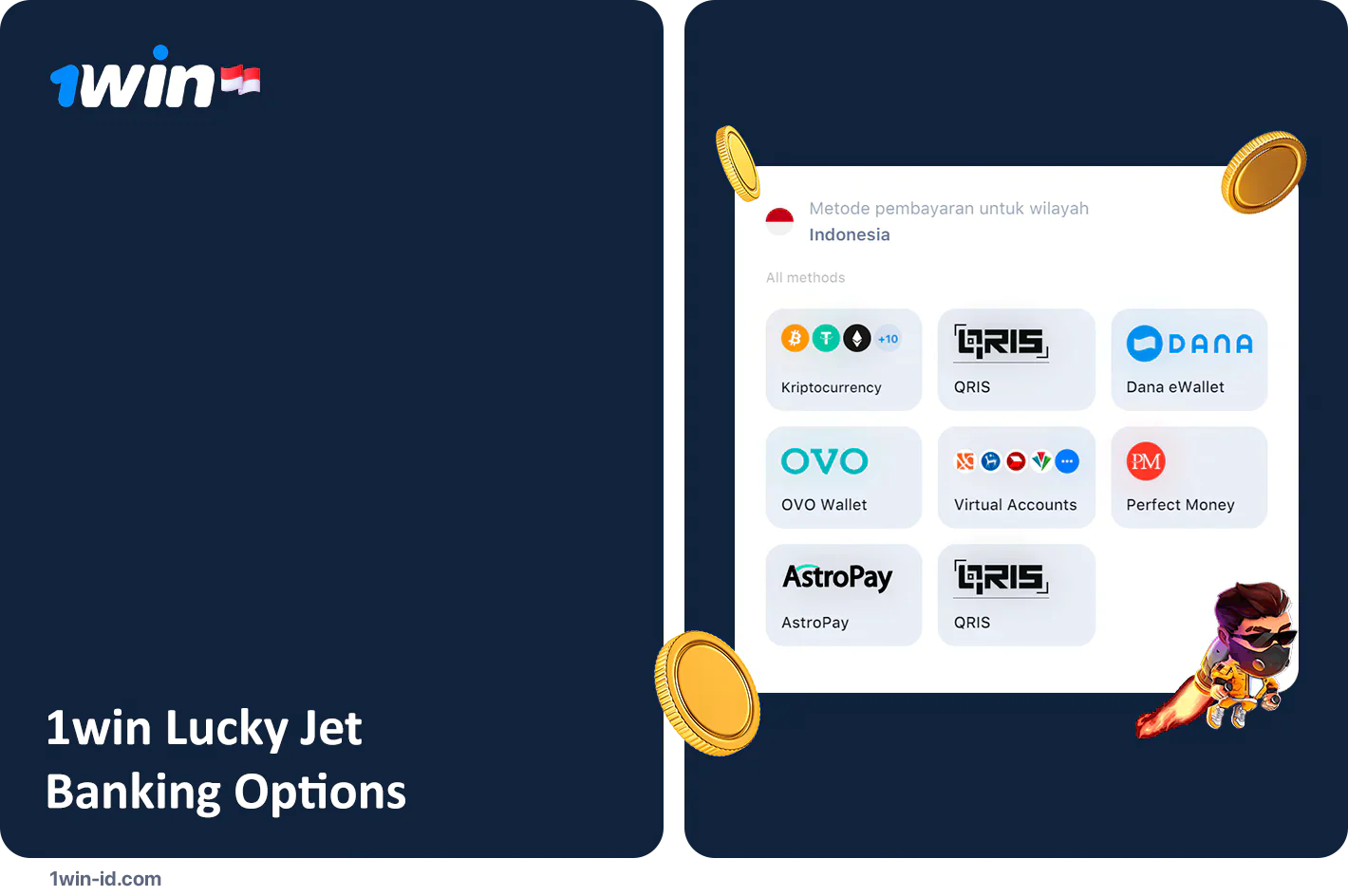1Win Lucky Jet Banking options for Indonesia