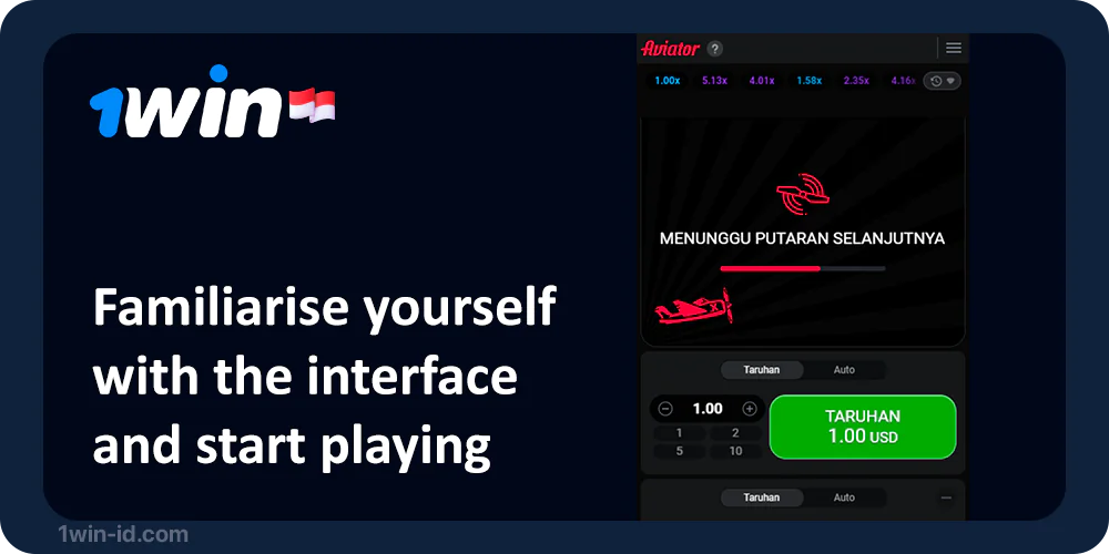 Learn the interface and start playing Aviator - 1Win ID