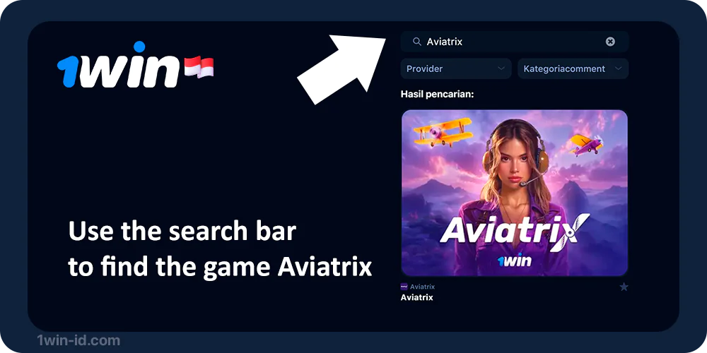 Use the search bar and find Aviatrix at 1Win Casino