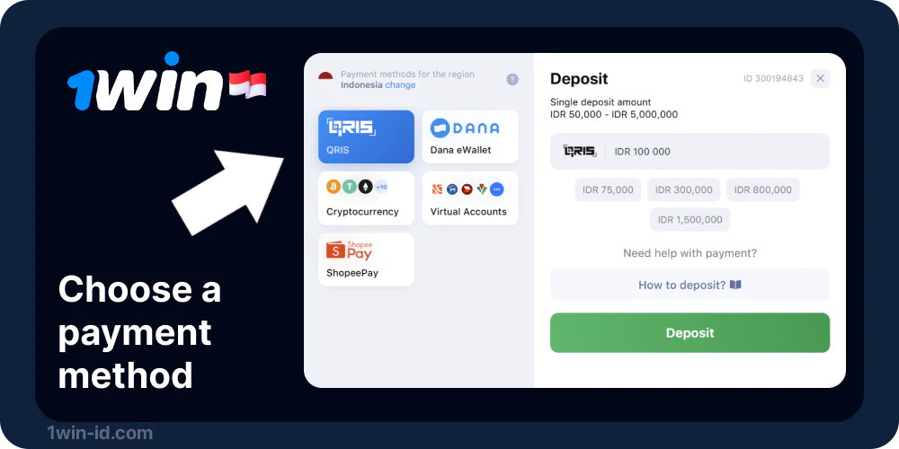 Choose 1win payment method