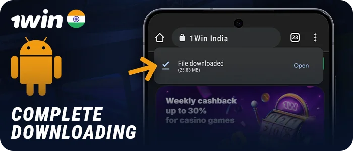Wait for the 1Win APK file to download