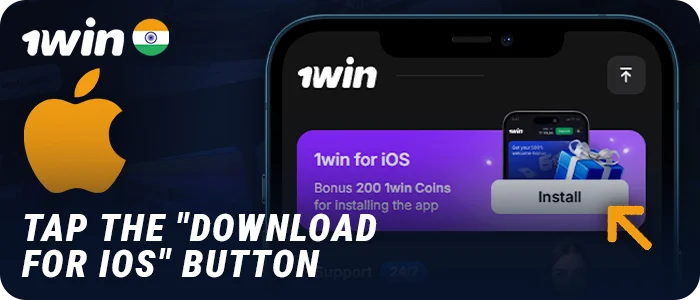 Click on the button to download the IOS 1Win app