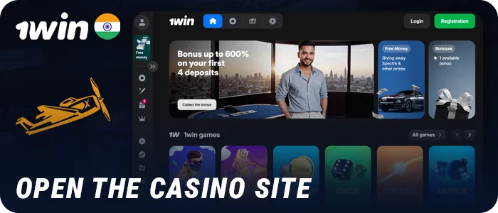 Open the 1Win online casino to play Aviator