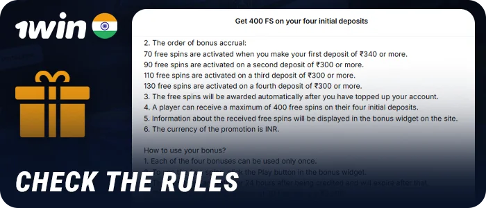Read the rules for wagering bonuses at 1Win