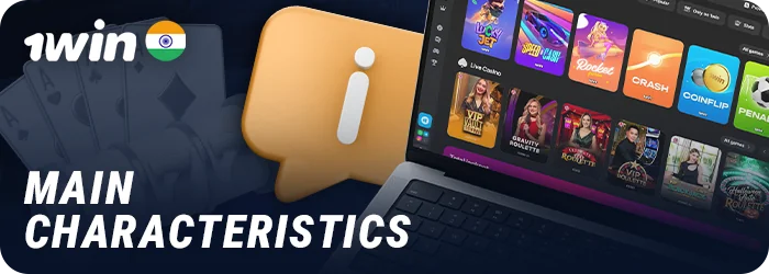 Details of the casino section for players from India at 1Win