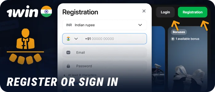 Create an account or log in to 1Win live casino