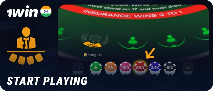 Select your bet amount in the 1Win live game and play