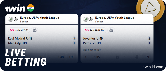 Place bets on live sports matches at 1Win bookmaker