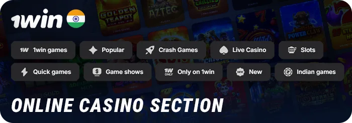 1Win Online Casino Section - Categories and Examples