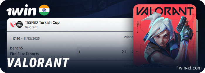 Valorant esports betting at 1Win bookmaker