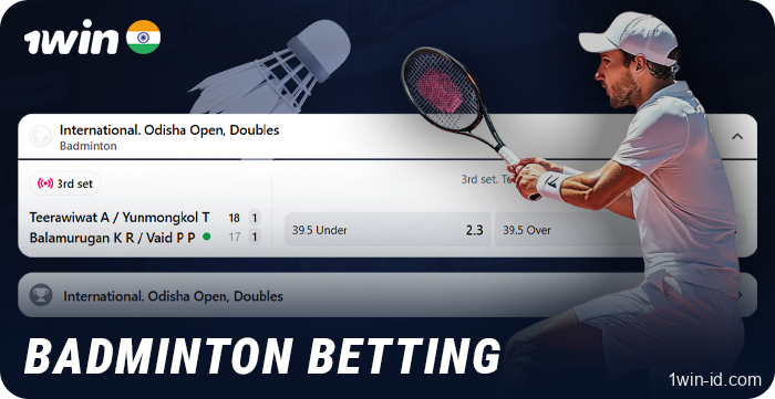 Betting on badminton matches at 1Win bookmaker