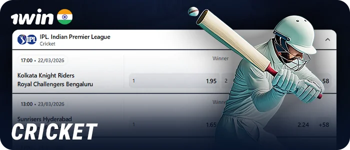 Betting on cricket matches at 1Win - IPL, International series, and others