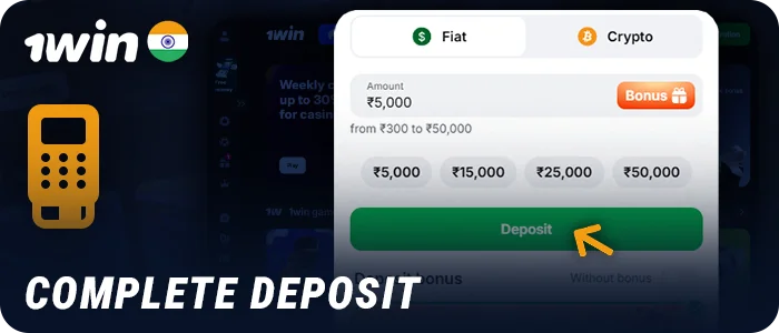 Confirm the deposit process at 1Win Casino