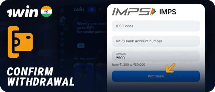Confirm withdrawal of winnings from your 1Win account in India