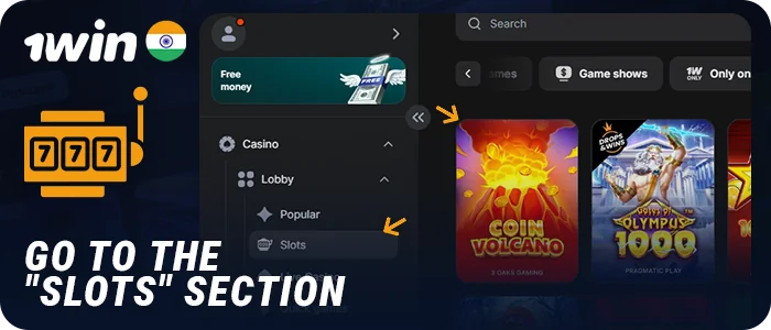 Go to the casino games section and select a slot to play at 1Win India