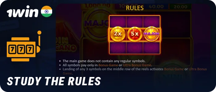 Read the slot rules before playing at 1Win Casino
