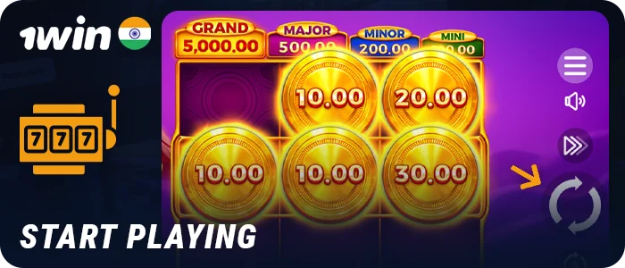 Select the amount and start playing the slot for real money at 1Win India